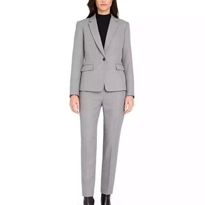 Tahari ASL Herringbone Gray Peak Lapel Pantsuit 2P